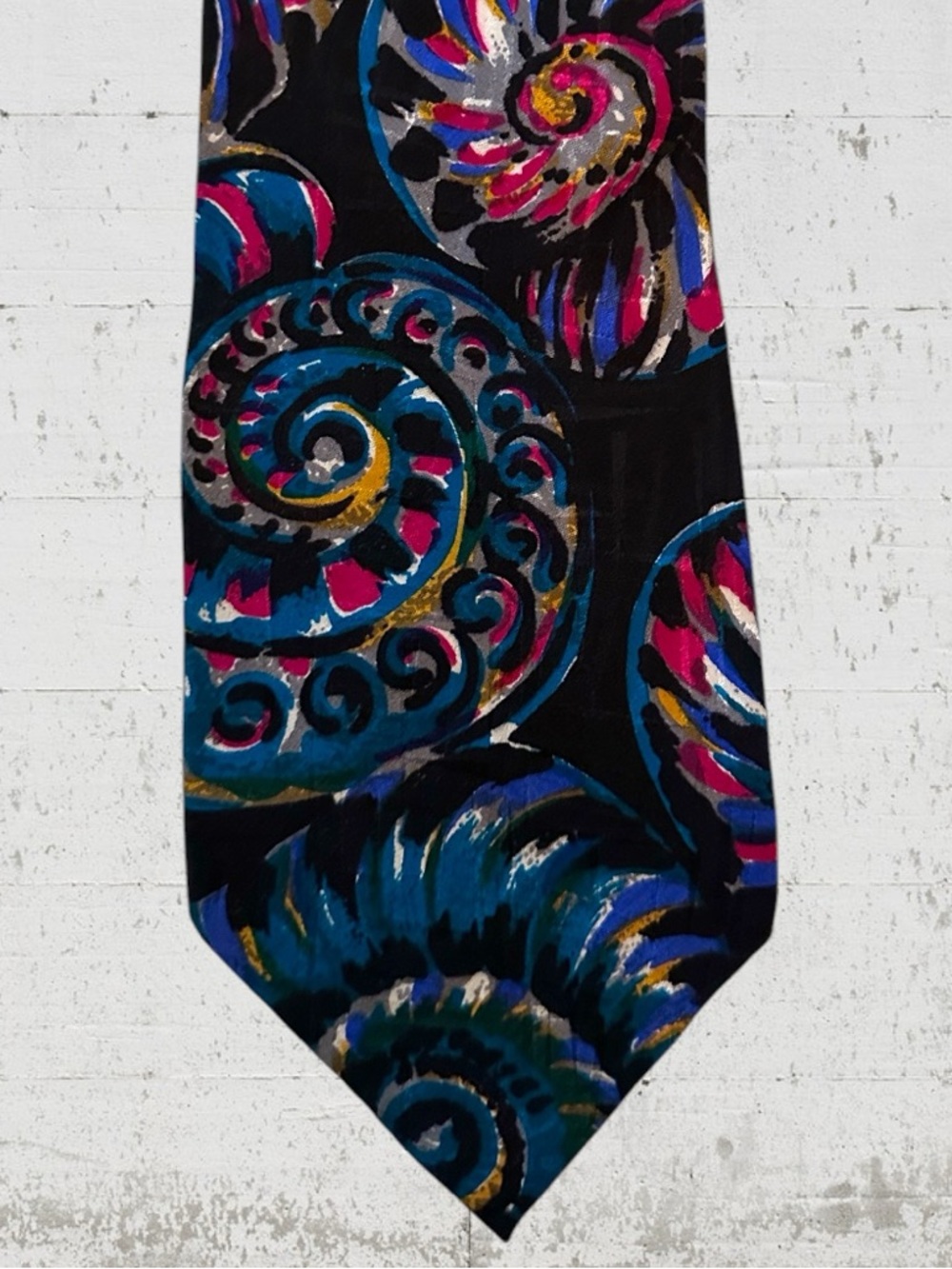 VINTAGE ADOLFO HANDMADE SILK TIE ABSTRACT COLORFUL CLASSIC LENGTH